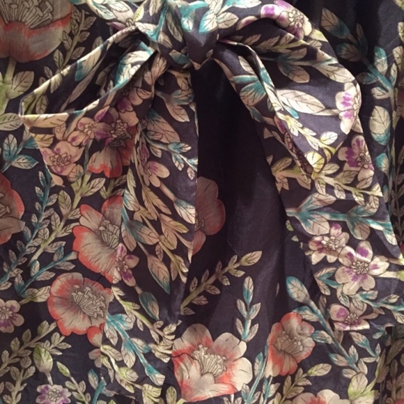 Johnny Was Dress 100% Silk Floral Mini Navy Blue XS - Picture 15 of 16